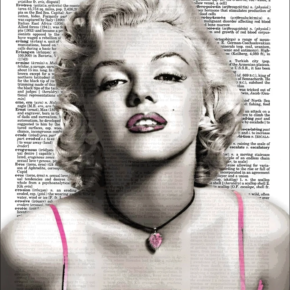 Marilyn Monroe In Pink Vintage Dictionary Art Print Bundle Glam Beauty Fashion